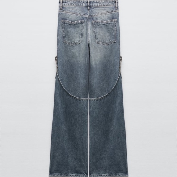 Zara TRF WIDE LEG BUCKLE JEANS - Picture 2 of 16